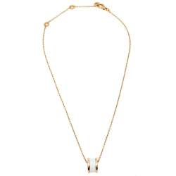 Pre Owned Bvlgari B.Zero1 White Ceramic 18K Rose Gold Pendant Necklace