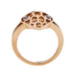 Pre Owned Bvlgari Serpenti Amethyst 18K Rose Gold Cocktail Ring Size 52.5