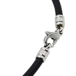 Pre Owned Bvlgari Tondo Sun 18K Yellow Gold & Stainless Steel Pendant Cord Necklace