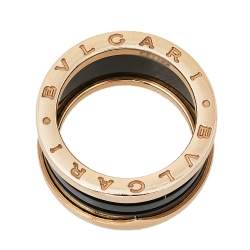 Pre Owned Bvlgari B.Zero1 Black Ceramic 18K Rose Gold 4-Band Ring Size 55