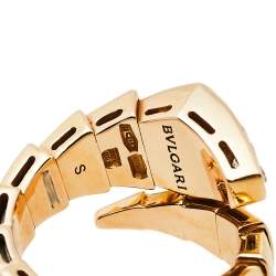 Pre Owned Bvlgari Serpenti Viper Diamond 18K Rose Gold One-Coil Ring Size 50