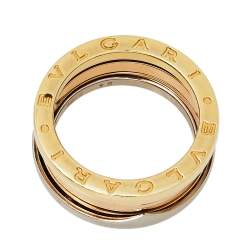 Pre Owned Bvlgari B.zero1 18K Three Tone Gold Three-Band Ring Size 54