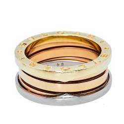 Pre Owned Bvlgari B.zero1 18K Three Tone Gold Three-Band Ring Size 54