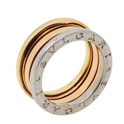 Pre Owned Bvlgari B.zero1 18K Three Tone Gold Three-Band Ring Size 54