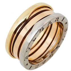 Pre Owned Bvlgari B.zero1 18K Three Tone Gold Three-Band Ring Size 54