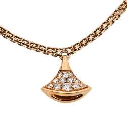 Pre Owned Bvlgari Divas' Dream Pavè Diamond 18k Rose Gold Charm Bracelet