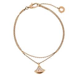 Pre Owned Bvlgari Divas' Dream Pavè Diamond 18k Rose Gold Charm Bracelet