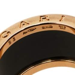 Pre Owned Bvlgari B.Zero1 Black Ceramic 18K Rose Gold 4-band Ring Size 53