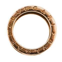 Pre Owned Bvlgari B.Zero1 Black Ceramic 18K Rose Gold 4-band Ring Size 53