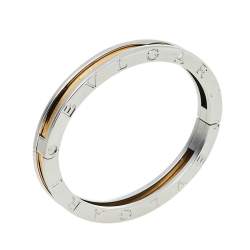 Pre Owned Bvlgari B.zero1 Stainless Steel & 18k Rose Gold Bangle