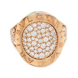 Pre Owned Bvlgari Bvlgari Pave Diamond 18K Rose Gold Ring Size 50.5