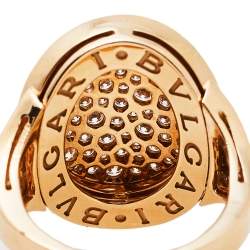 Pre Owned Bvlgari Bvlgari Pave Diamond 18K Rose Gold Ring Size 50.5