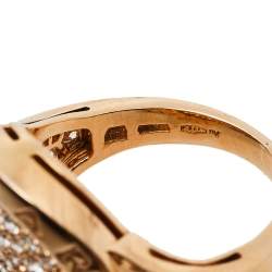 Pre Owned Bvlgari Bvlgari Pave Diamond 18K Rose Gold Ring Size 50.5