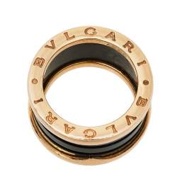 Pre Owned Bvlgari B.Zero1 4-Band Black Ceramic 18K Rose Gold Band Ring Size 51