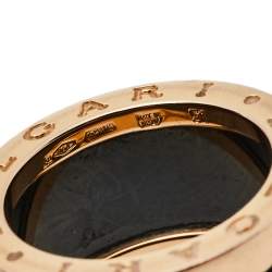 Pre Owned Bvlgari B.Zero1 4-Band Black Ceramic 18K Rose Gold Band Ring Size 51