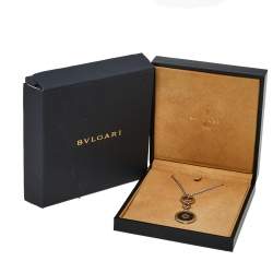 Pre Owned Bvlgari Cerchi Black Ceramic 18K White Gold Pendant Necklace