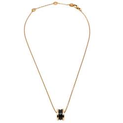 Pre Owned Bvlgari B.Zero1 Black Ceramic 18K Rose Gold Pendant Necklace