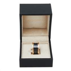 Pre Owned Bvlgari B.Zero1 Black Ceramic 18K Rose Gold 4-Band Ring Size 54