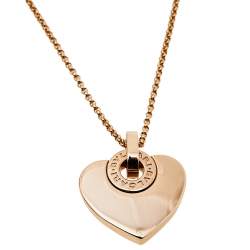 Pre Owned Bvlgari Cuore Diamond 18K Rose Gold Pendant Necklace