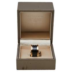 Pre Owned Bvlgari B.Zero1 Black Ceramic 18K Rose Gold Four Band Ring Size 51