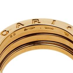 Pre Owned Bvlgari B.Zero1 18K Yellow Gold Three Band Ring Size 60