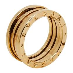 Pre Owned Bvlgari B.Zero1 18K Yellow Gold Three Band Ring Size 60