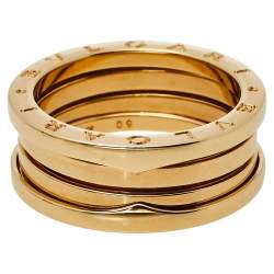 Pre Owned Bvlgari B.Zero1 18K Yellow Gold Three Band Ring Size 60