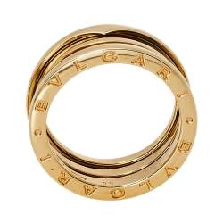 Pre Owned Bvlgari B.Zero1 18K Yellow Gold Three Band Ring Size 60