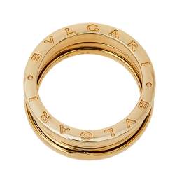 Pre Owned Bvlgari B.Zero1 18K Yellow Gold Three Band Ring Size 60