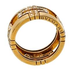 Bvlgari Parentesi Diamond 18K Yellow Gold Wide Band Ring Size 52