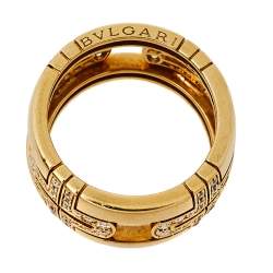 Bvlgari Parentesi Diamond 18K Yellow Gold Wide Band Ring Size 52