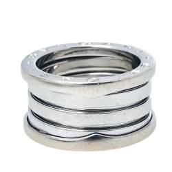 Pre Owned Bvlgari B.Zero1 18K White Gold Four Band Ring Size 51
