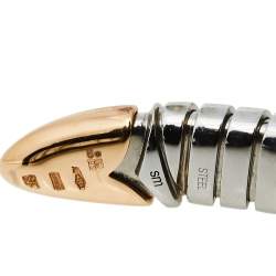 Pre Owned  Bvlgari Serpenti Tubogas Stainless Steel 18K Rose Gold Double Spiral Bracelet SM