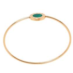Pre Owned Bvlgari Classic Malachite 18K Rose Gold Narrow Bangle Bracelet