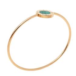 Pre Owned Bvlgari Classic Malachite 18K Rose Gold Narrow Bangle Bracelet