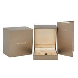 Pre Owned Bvlgari Classic Malachite 18K Rose Gold Narrow Bangle Bracelet