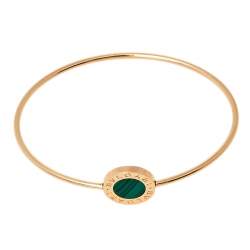 Pre Owned Bvlgari Classic Malachite 18K Rose Gold Narrow Bangle Bracelet