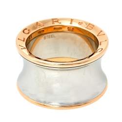 Pre Owned Bvlgari B.Zero1 Anish Kapoor 18K Rose Gold & Steel Band Ring Size 53