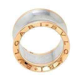 Pre Owned Bvlgari B.Zero1 Anish Kapoor 18K Rose Gold & Steel Band Ring Size 53