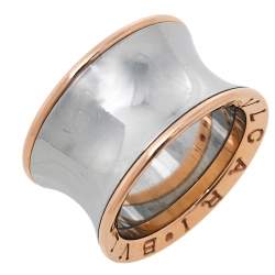 Pre Owned Bvlgari B.Zero1 Anish Kapoor 18K Rose Gold & Steel Band Ring Size 53