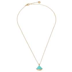 Pre Owned Bvlgari Divas’ Dream Turquoise Diamond 18K Rose Gold Pendant Necklace