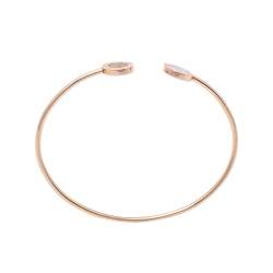 Pre Owned Bvlgari Bvlgari Mother of Pearl Tiger's Eye 18K Rose Gold Narrow Open Cuff Bracelet M