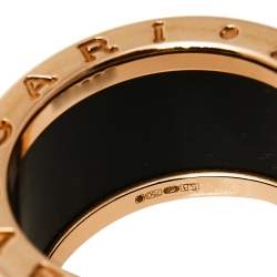 Pre Owned Bvlgari B.Zero1 Brown Marble 18K Rose Gold 4-Band Ring Size 54