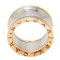 Pre Owned Bvlgari B.Zero1 Anish Kapoor 18K Rose Gold & Steel Band Ring Size 55