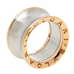 Pre Owned Bvlgari B.Zero1 Anish Kapoor 18K Rose Gold & Steel Band Ring Size 55