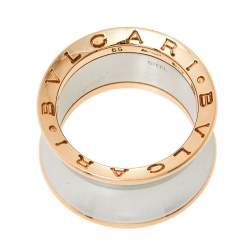 Pre Owned Bvlgari B.Zero1 Anish Kapoor 18K Rose Gold & Steel Band Ring Size 55