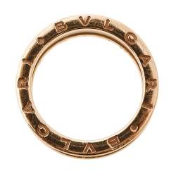 Pre Owned Bvlgari B.Zero1 Ceramic 18K Rose Gold Two Band Ring Size 58