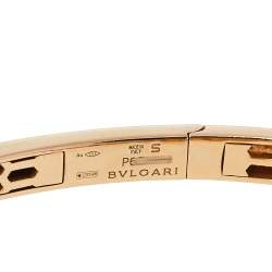 Pre Owned Bvlgari Serpenti Rubelite Diamond 18K Rose Gold Open Cuff Bracelet S
