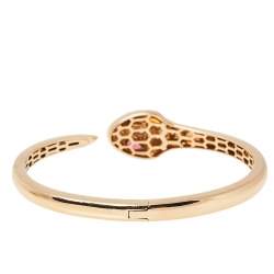 Pre Owned Bvlgari Serpenti Rubelite Diamond 18K Rose Gold Open Cuff Bracelet S