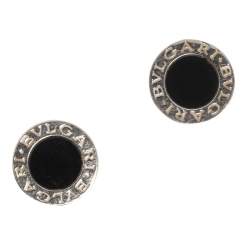 Pre Owned Bvlgari Bvlgari Onyx 18K White Gold Stud Earrings